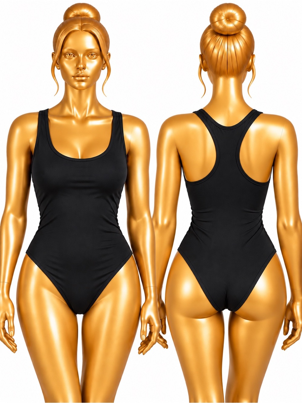 Nicole Miller Black Racerback One-Piece Swimsuit NWT Size Large